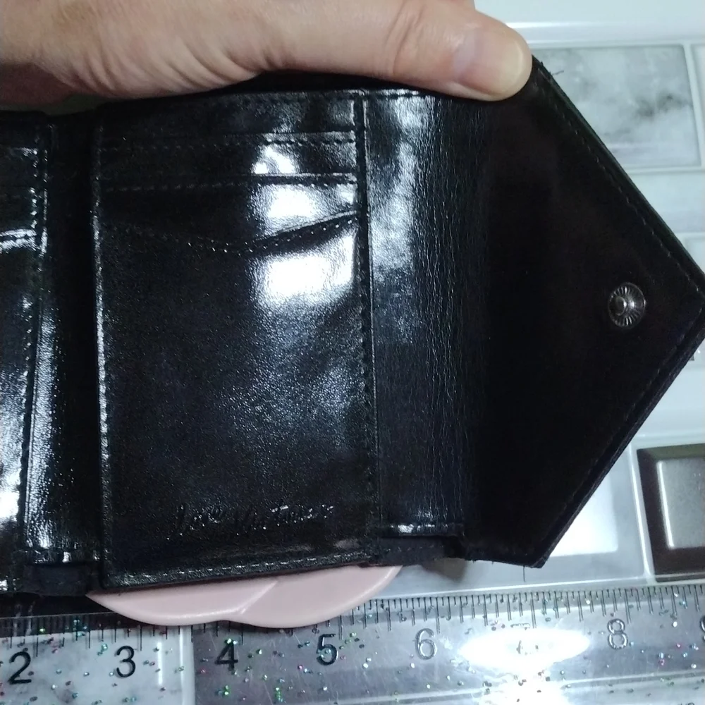 Victoria's Secret Black Faux Patent Leather Quilted  Wallet NWT